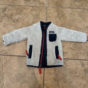 Patagonia Sherpa Jacket with Red and Navy Accents 3-6M